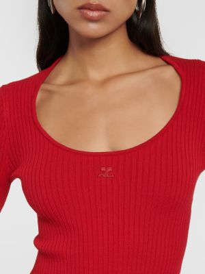 Robe mi-longue en tricot en jersey Courrèges rouge