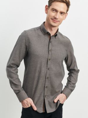 Flanelinė marškiniai su sagomis slim fit Altinyildiz Classics ruda