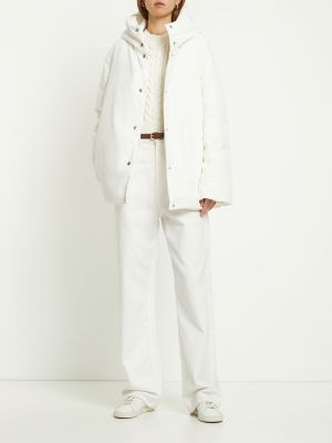 Péřová bunda s kapucí Jil Sander bílá