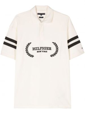 Памучна поло тениска на райета Tommy Hilfiger бежово