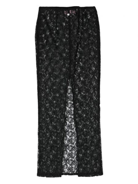 Krajkové květinové midi sukně Chiara Ferragni černé