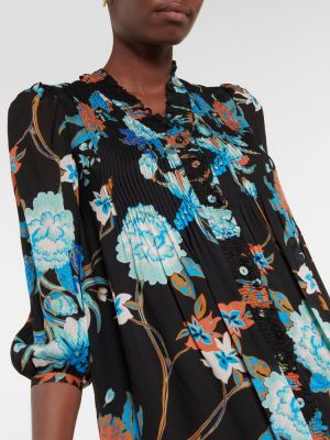 Plisované květinové šaty Diane Von Furstenberg černé
