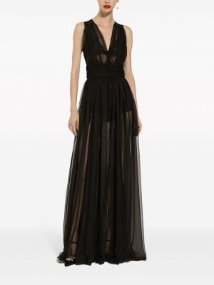 Transparentes abendkleid mit plisseefalten Dolce & Gabbana schwarz