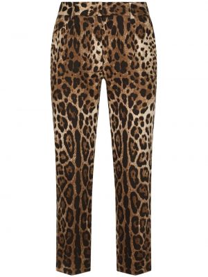 Hlače s printom s leopard uzorkom Dolce & Gabbana smeđa