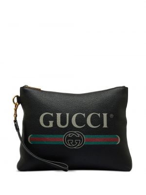 Kožená listová kabelka Gucci Pre-owned čierna