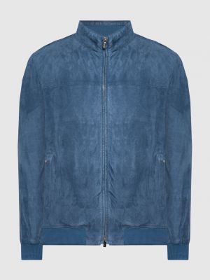 Замшевая кожаная куртка Enrico Mandelli голубая