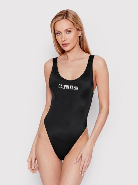 Stroj kąpielowy jednoczęściowy w jednolitym kolorze Calvin Klein Swimwear czarny