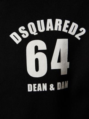 Raštuotas medvilninis džemperis su užtrauktuku Dsquared2 juoda
