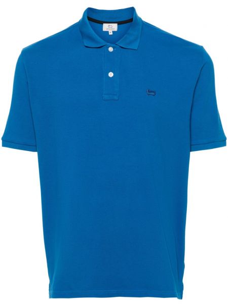 Medvilninė siuvinėta polo marškinėliai Woolrich mėlyna