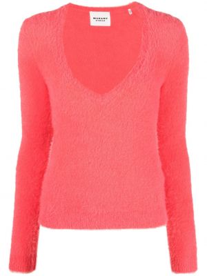 Pletený svetr s výstřihem do v Marant Etoile růžový