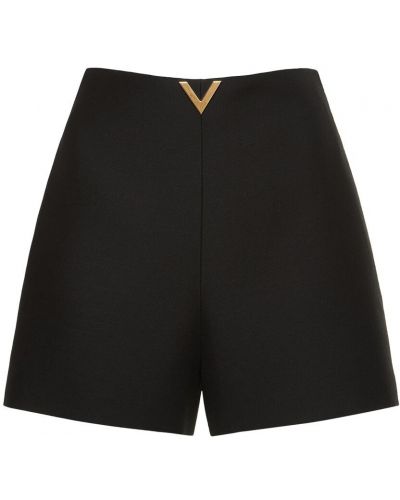 Копринени вълнени шорти от креп Valentino черно