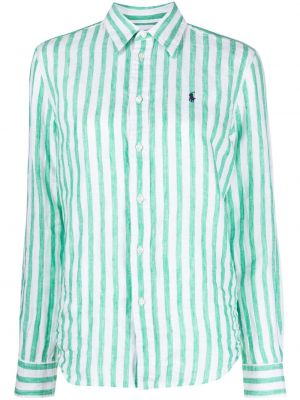 Lanena srajca z vezenjem Polo Ralph Lauren