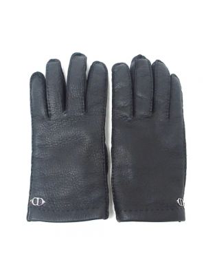 Rękawiczki skórzane Dior Vintage czarne