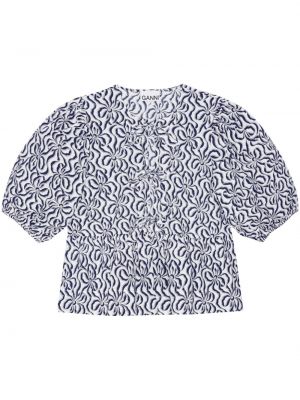 Bombažna bluza s potiskom z abstraktnimi vzorci Ganni