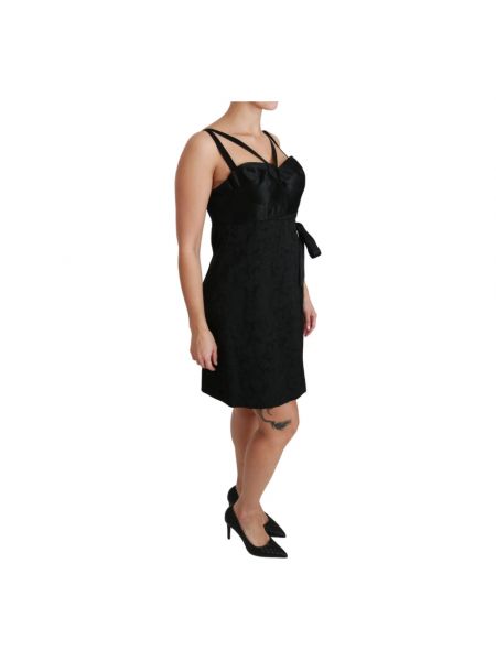Mini vestido de raso de tejido jacquard Dolce & Gabbana negro