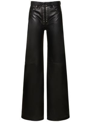 Pantaloni cu șireturi din piele cu croială lejeră Ludovic De Saint Sernin negru