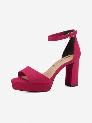 Semišové sandály na podpatku Tamaris růžové
