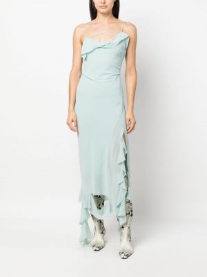Sukienka midi z falbankami asymetryczna Acne Studios niebieska