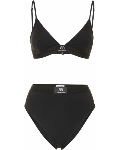 Bikini à imprimé Balenciaga noir