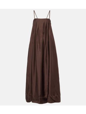 Vestido largo de seda Asceno marrón