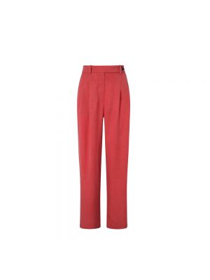 Lniane spodnie klasyczne slim fit relaxed fit Pepe Jeans czerwone