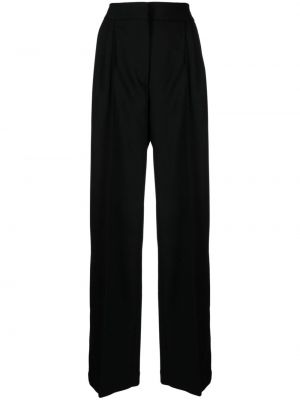 Spodnie wełniane relaxed fit plisowane Maison Kitsune czarne