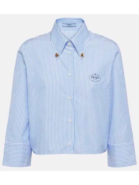 Dryžuota medvilninė marškiniai Prada mėlyna
