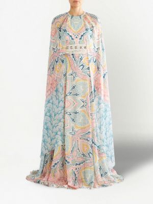 Sukienka długa z nadrukiem z wzorem paisley Etro niebieska