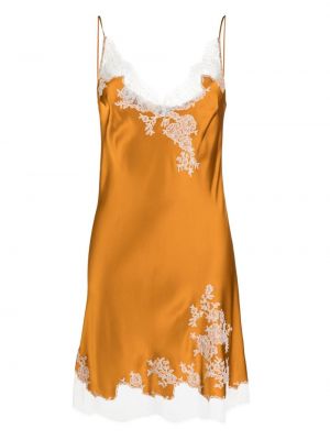Копринена рокля с дантела Carine Gilson оранжево
