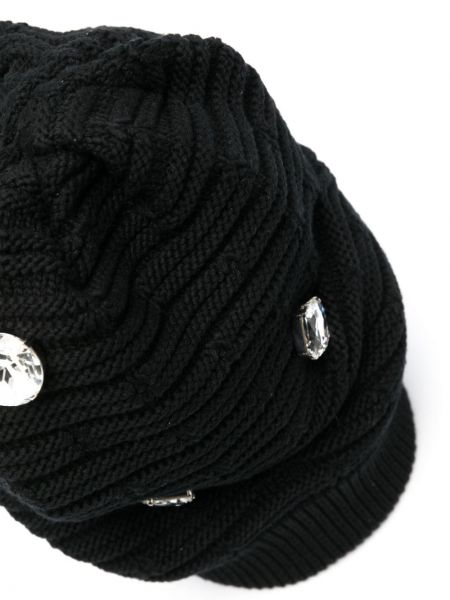 Křišťálový bavlněný čepice Moschino černý