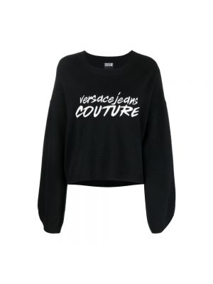 Sweter z okrągłym dekoltem Versace Jeans Couture czarny