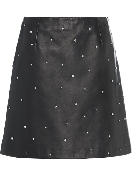 Falda de cuero de cristal Miu Miu negro