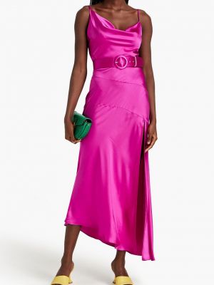 Асимметричное атласное платье миди Nicholas розовое