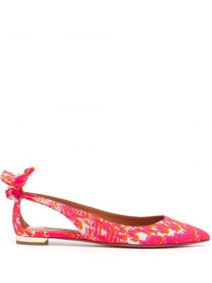 Pantofi cu funde cu model floral cu imagine Aquazzura