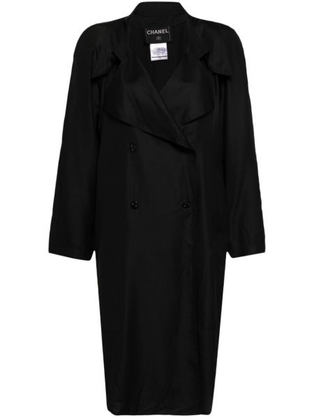 Μεταξωτό παλτό σε φαρδιά γραμμή Chanel Pre-owned μαύρο