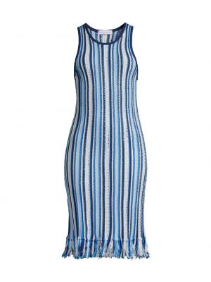 Вязаное крючком миди-платье в полоску без рукавов White + Warren, синий