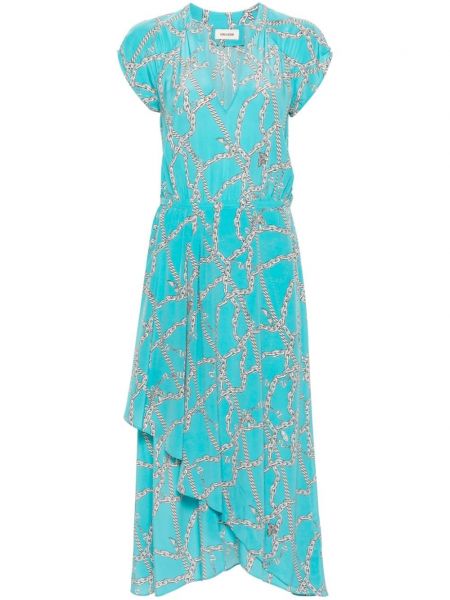 Sukienka midi z nadrukiem Zadig&voltaire niebieski