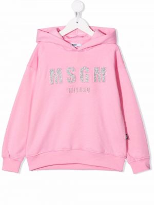 Bomull brodert hettegenser for jenter Msgm Kids rosa