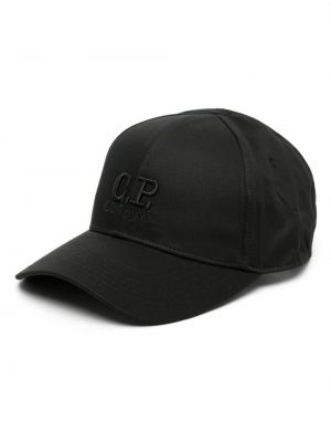Памучна шапка с козирки бродирана C.p. Company черно