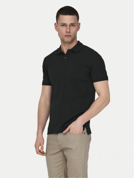 Tricou polo slim fit Only & Sons negru