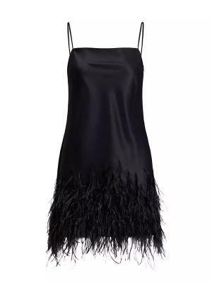 Атласное платье мини с перьями Polo Ralph Lauren черное