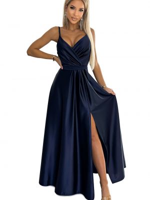 Satynowa sukienka długa Numoco niebieska