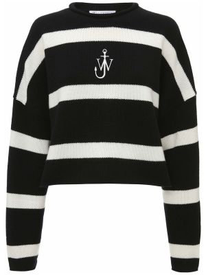 Кашмирен вълнен пуловер на райета Jw Anderson черно