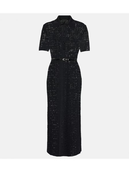 Vestido con cinturón de tejido jacquard Givenchy negro