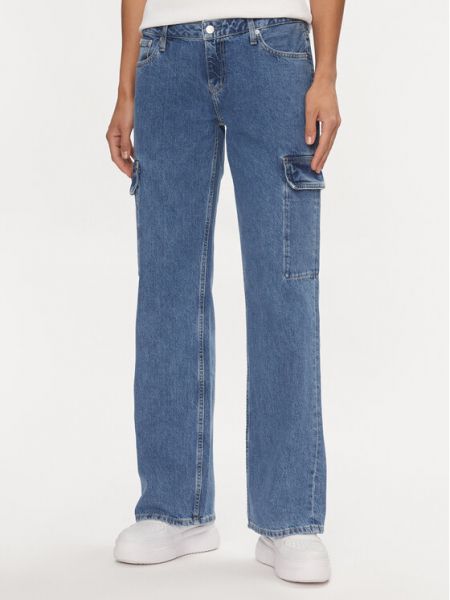 Modré džíny s klučičím střihem relaxed fit Calvin Klein Jeans