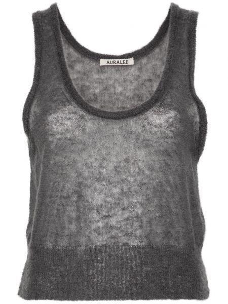 Top court en tricot en mohair Auralee gris