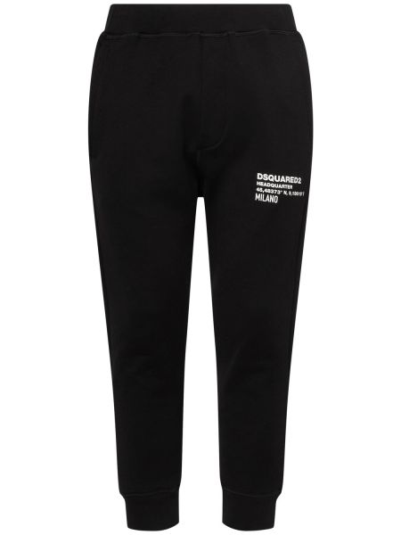 Relaxed fit puuvilla housut Dsquared2 musta