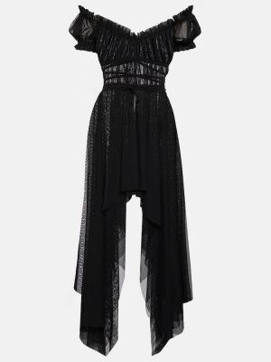Μίντι φόρεμα από διχτυωτό ντραπέ Norma Kamali μαύρο