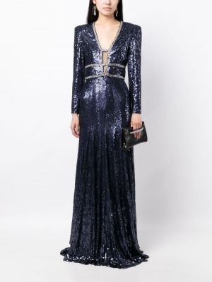 Sukienka koktajlowa z cekinami z kryształkami Jenny Packham niebieska