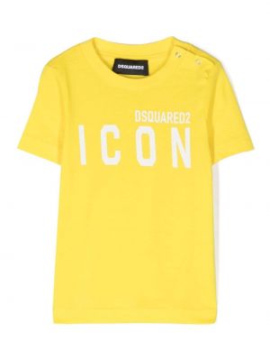 Printti t-paita tytöille Dsquared2 Kids keltainen